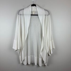 Chico's Cardigan Women 2 Large White Knit Dolman Sleeve Open Front Sweater Beach